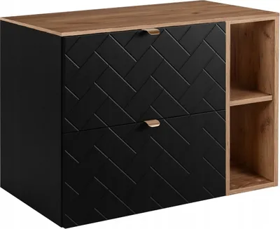 Produktbild von RODAN | Waschbeckunterschrank 80 cm - Schwarz Matt - Badezimmerschränke - Badmöbel - Waschbecken Unterschränke - Arbeitsplatte - Braune Bücherregal