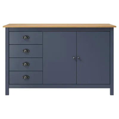Image de Buffet Hill de vidaXL, gris, 130 x 40 x 80 cm, en pin massif