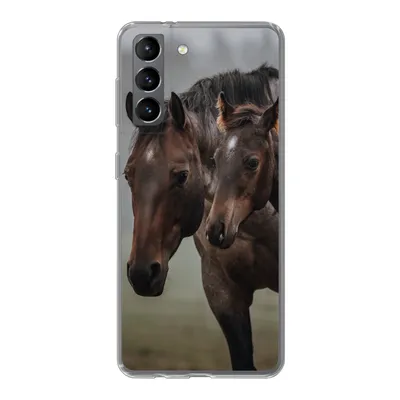 Produktbild von MuchoWow® Handyhülle Schutzhülle Hülle für Samsung Galaxy S21 Pferde - Nebel - Landschaft Silikon Softcase Handy Hülle - Softcase