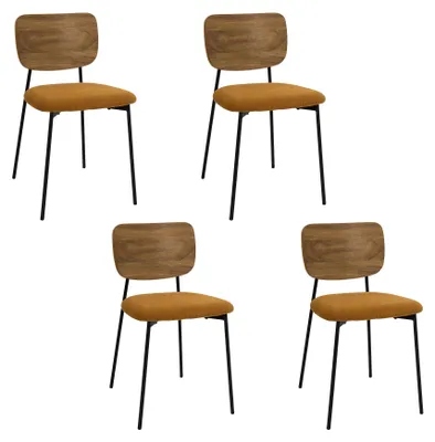 Image de Lot de 4 Chaises - HOME DECO FACTORY - Jules - Design Épuré - Jaune