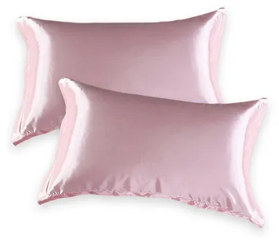 Produktbild von Satin-Kissenbezug für Haar und Haut, 2er-Pack Seidensatin-Kissenbezüge mit Hotelverschluss, weiche und atmungsaktive Kissenbezüge, 48 x 74 cm