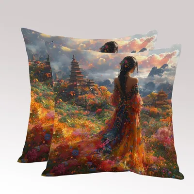 Produktbild von Set aus 2 Kissenbezügen aus Leinen, weich und atmungsaktiv, 65 x 65 cm