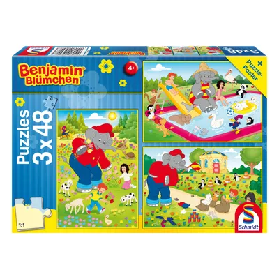 Produktbild von 3 x 48 Teile Schmidt Spiele Kinder Puzzle Benjamin Blümchen Sommerzeit 56208