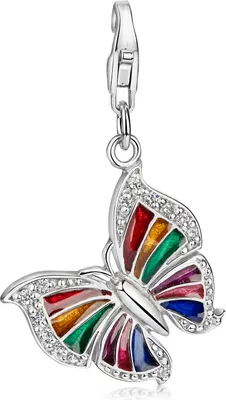 Produktbild von MATERIA by Matthias Wagner Charms Anhänger Schmetterling 925 Silber Zirkonia mit Emaille bunt für Bettelarmband C26