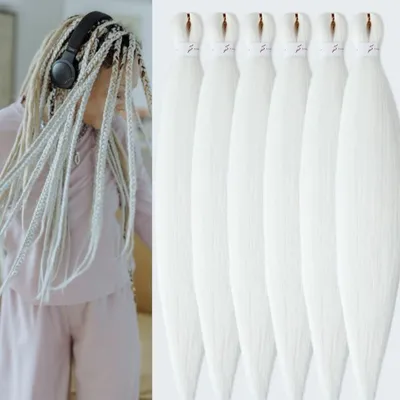 Produktbild von Flechthaar Extensions 26 Zoll Weiß 6er Pack Kunsthaar Zum Einflechten Jumbo Braids