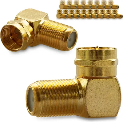 Produktbild von F Winkelstecker Winkel SAT Adapter Kupplung Vergoldet Winkeladapter 20x Stecker
