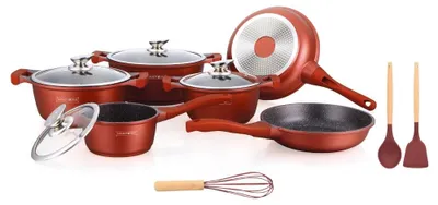 Produktbild von Royalty BS1010M Kochgeschirr-Set Bordeauxrot, 13-teilig, induktionsgeeignet