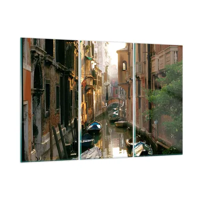 Produktbild von Bilder auf glas - Venedig Brücke Wasser Haus - 165x110cm - Glasbilder - Wandbilder - Kunstdruck - zum Aufhängen bereit - Wanddekoration aus Glas - Glas Bilder - Wandbild auf Glas - GCE165x110-2532