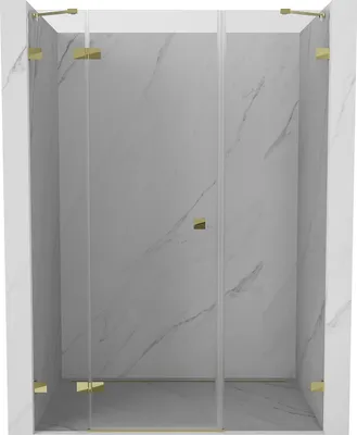 Image de Mexen Lunar Porte de douche pivotante gauche 135 cm, transparent, or - 834S-135-050-50-00-L