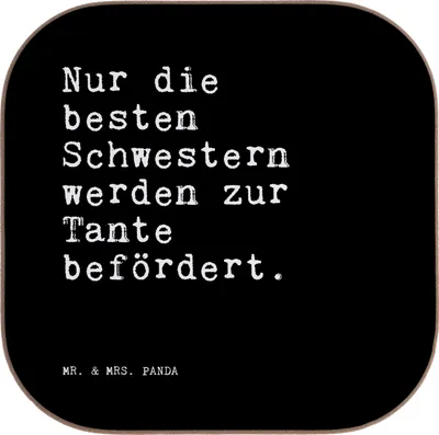 Produktbild von Mr. & Mrs. Panda Untersetzer Glas Nur die besten Schwestern... - Schwarz - Geschenk, Geburt Tante, Schwester, Coaster, gläseruntersetzer, Geschwister, Sprüche, für Gläser