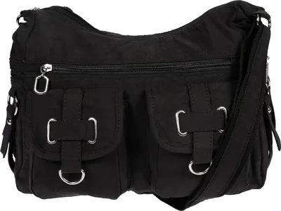 Produktbild von Damenhandtasche Schultertasche Tasche Umhängetasche Canvas Shopper Crossover Bag Schwarz