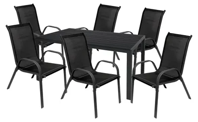 Image de 7pcs Meuble de jardin Ensemble de salle à manger Table Chaise 160x90cm