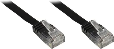 Produktbild von Patchkabel, Cat. 6, U/UTP, FLACHKABEL, schwarz, 1m, Good Connections®