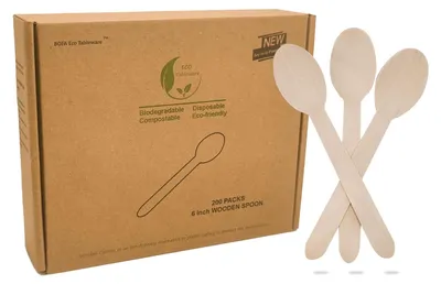Holzlöffel 200 Stück, 16 cm, natürlich, kompostierbar, biologisch abbaubar