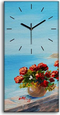 Produktbild von Dekor Leinwand Uhr Wandbilder 30x60 Ölgemälde Küste Blumen Meer Himmel Kunst - schwarze Hände