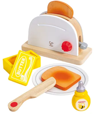 Produktbild von Hape Pop-up-Toaster-Set - Küchen-Fantasiespiel mit Frühstückszubehör, Küchen-Spielzeug aus Holz, Pop-up-Toaster-Set, Rollenspiel Küchenzubehör, Lernspielzeug für Kinder ab
