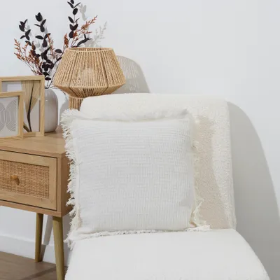 Image de Coussin - HOME DECO FACTORY - Gaufré - Ivoire - 40 x 40 cm