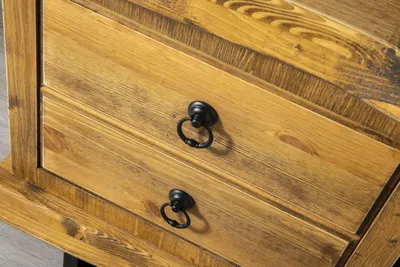 Image de Buffet en bois massif brun Grande armoire Buffet avec étagères Lowboard