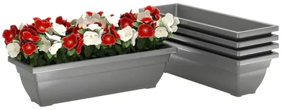 Immagine prodotto di Set di 5 vasi per piante – Contenitori impilabili | Colore: Grigio | Dimensioni: 59x21x16 cm