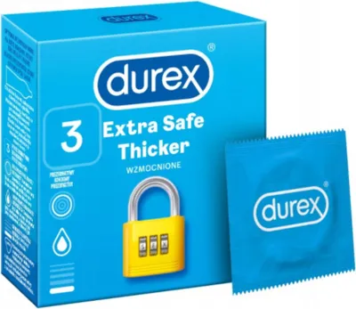 Zdjęcie produktu dla Durex Prezerwatywy Extra Safe Grubsze Nawilżane 3 Sztuka