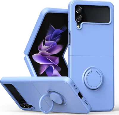 Produktbild von Samsung Z Flip 4 Handyhülle, Ring Halter Ständer Kratzfeste Weiche Silikon schutzhülle für Samsung Galaxy Z Flip 4 5G Violett