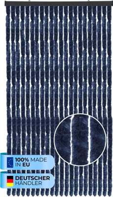 Produktbild von Flauschvorhang (90x200 cm) Türvorhang "Blau" als Insektenschutz für Balkon, Terrasse oder Wohnmobil, Wohnwagen, Pavillon