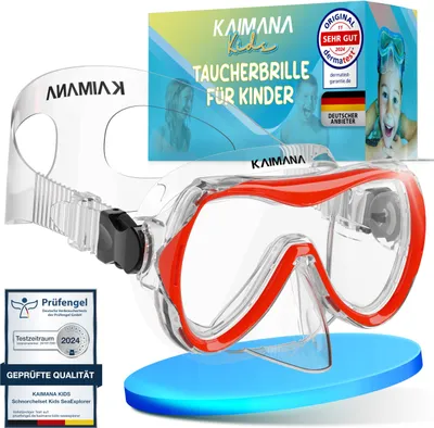 Produktbild von Die Neue KAIMANA® SeaExplorer Tauchermaske Kinder + Tragetasche, Taucherbrille Kinder, Taucherbrille mit Silikonband