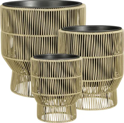 Produktbild von Mica Decorations Peta Pflanzenständer – Set von 3 – Pflanzentopf für Blumen und Außenpflanzen – Für den Außenbereich – Grün