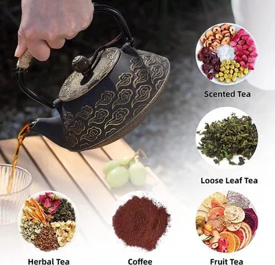 Produktbild von Handgefertigte Porzellan Teekanne, Wolken-Design, Edelstahl-Infuser, Anti-Wärme-Griff, Induktionsherd-geeignet