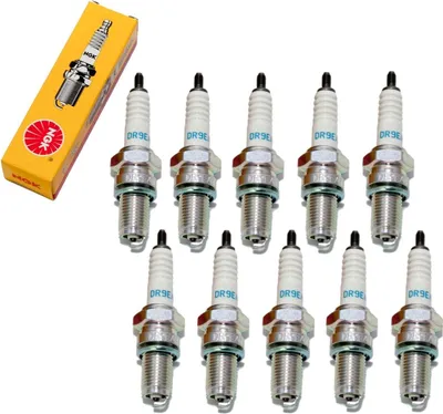 Obrázek produktu pro Sada zapalovacích svíček NGK 10x DR9EA zapalovací svíčka s potlačeným rušením, 19.0mm dlouhý závit Ø 12.0mm šestihran 18.0mm, mezera mezi elektrodami 0.75mm, tepelná hodnota 9, 2871 / 3437