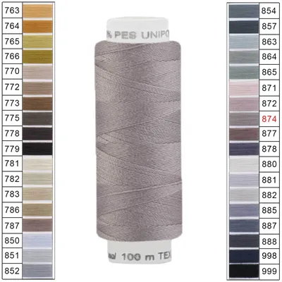 Produktbild von Nähgarn 100m Unipoly 120 Tex14x2 Polyester Nähfaden Nähmaschinengarn Farben 6v6 , Farbe:874