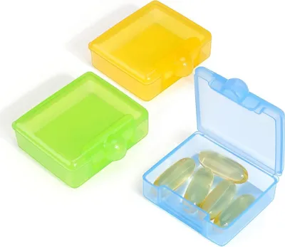 Image de Boîte à pilules Opret pour vitamines Petit portable 3 pièces (Jaune Vert)