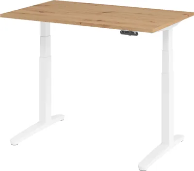 Produktbild von bümö Schreibtisch elektrisch XBHM - Nachbildung: Asteiche, Größe:  120 x 80 cm, Gestell: Weiß