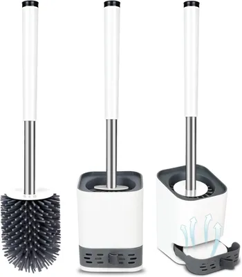Produktbild von WC Bürste, Toilettenbürste, Klobürste, Silikon, WC-Garnitur mit Behälter schnell trocknendem