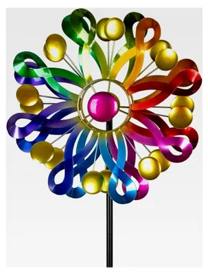 Produktbild von Buntes Windrad Blume aus Metall 122 cm für Garten und Terrasse