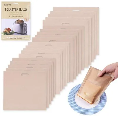 Image de Sacs en Teflon pour sandwichs, hygiéniques, 20 pièces, réutilisables, lavables, antiadhésifs, adaptés aux grille-pain et aux fours