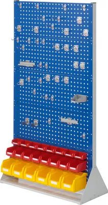 Produktbild von Kappes ®RasterPlan Stellwände doppelseitig Größe #5 - 8x Lochplatten 2x Schlitzplatten 1x Zubehörsortiment 62-teilig Enzianblau RAL 5010