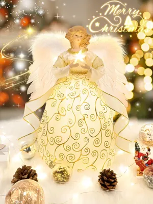 Productafbeelding van Engel kerstboomtop met licht - Boomtop kerstmis - Kerstdecoratie - Kerstboomversiering