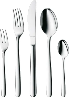 Produktbild von WMF Kult Besteckset, 12 Personen, 66 teilig, 60 Teile mit Servierbesteck, eingesetzte Messerklinge, Cromargan protect Edelstahl poliert, glänzend, kratzbeständig, spülmaschinengeeignet