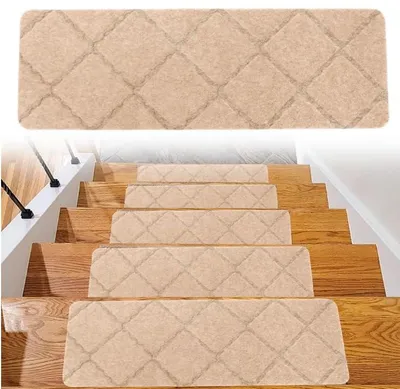 Antirutsch-Treppenmatten, 15 Stk., 55x19 cm, selbstklebend, beige