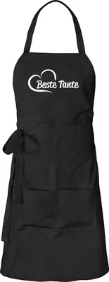 Produktbild von Huuraa Schürze Beste Tante Herz Schwarz mit Taschen Baumwolle Kochschürze Geschenkidee