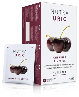 Produktbild von NutraTea NutraUric: Kräutertee mit Kirschen und Brennnessel, 20 Teebeutel