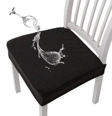 Obrázok produktu pre Poťahy na stoličky Jacquard, vodeodolné, vhodné do jedálne, elastické, sada 6 kusov, čierna farba