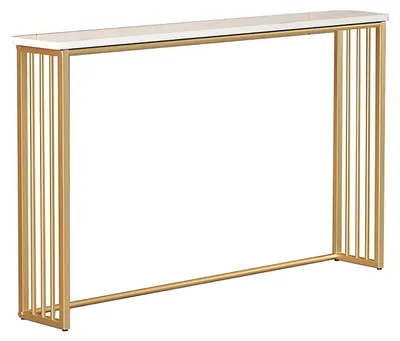 Immagine prodotto di Tavolino consolle stretto con struttura in metallo dorato, dimensioni 150x20x80 cm