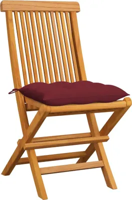 Produktbild von vidaXL Gartenstühle mit Weinroten Kissen 6 Stk. Massivholz Teak