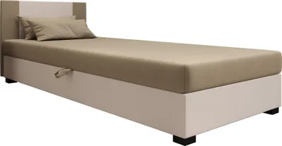 Produktbild von AURA SOFA Boxspringbett AXEL  80x195 Komplett-Set mit Bonell Matratze, Polsterbett mit Bettkästen - Hellbeige/Bronze, SAWANA 01/24