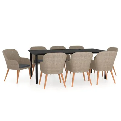 Image de vidaXL Salon de jardin 9 pièces avec coussins Marron