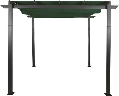 Produktbild von Aluminium Pergola HWC-N93, Gartenpavillon Pavillon Garten, stabiles 8cm-Gestell Schiebedach UV50+ 3x3m  grün