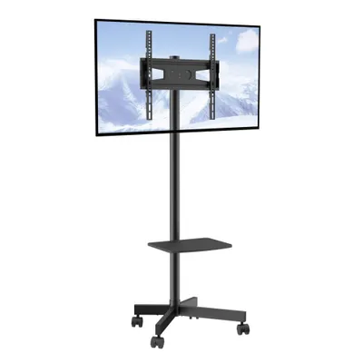 Obrázok produktu pre Televízny stojan s kolieskami Univerzálny - nastaviteľná výška 1430-1538 mm, zaťažiteľný podlahový stojan - 39,9 kg, vhodný pre TV 58,42-152,4 cm, držiak na TV