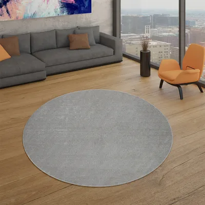 Produktbild von TT Home Wohnzimmer Teppich Kurzflor Unifarbendes Design Modern Und Zeitlos Größe 200 cm Rund